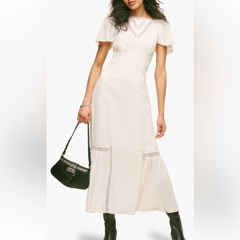 Reformation domini empire waist dress size 0 white